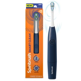 Spinbrush Smart Clean Battery Powered Electric Toothbrush, Soft Bristles, Midnight Blue