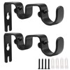 Bonsicoky 2 Pack Heavy Duty Double Curtain Rod Brackets, Black