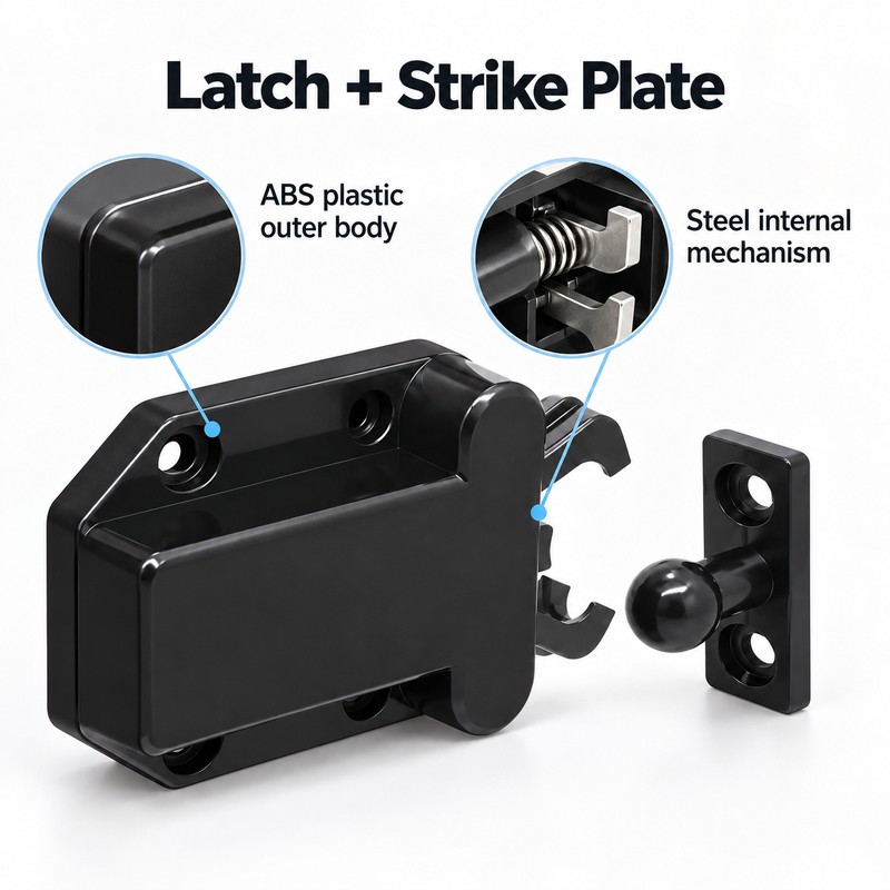 Push to Open Cabinet Latch for Handleless Doors – Non-Magnetic