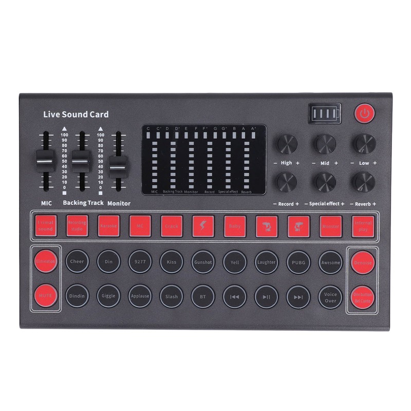 Voice Changer Sound Board LED Display Noise Reduction Bluetooth Dual