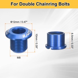 HARFINGTON 5pcs Double Chain Ring Bolts M8 Aluminum Alloy Bicycle Crankset Nuts Chainwheel Screws for Road Bike Mountain Bike, Blue
