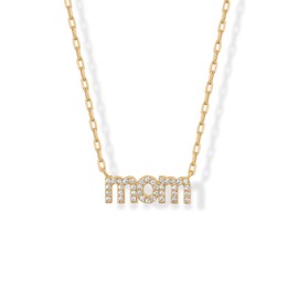 PAVOI 14K Yellow Gold Plated Mom Necklace for Women - Cubic Zirconia Mama Necklace Gold Jewelry Gift for Mothers Day - Trendy Pendant New Mom Jewelry