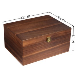 WHSLILR Large Wooden Keepsake Box - Wood Storage Box Decorative Boxes with Lid for Storing Keepsake Memory Gift, 12.5 IN Decorative Boxes for Home Decor-WB004-240303 (brown, 12.5 x 9.4 x 6.1 IN)