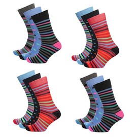 12 Pairs - Men's Bamboo Socks Super Soft Anti Bacterial Breathable Socks Stripe Design