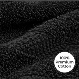 Wholesale Trade Dealz 12 X Face Cloth Flannels (30 x 30 cm-600GSM) 100% Egyptian Cotton Wash Cloths Quick Dry & Absorbent Towel Set for Gym,Spa,Golf (Black, Cotton)