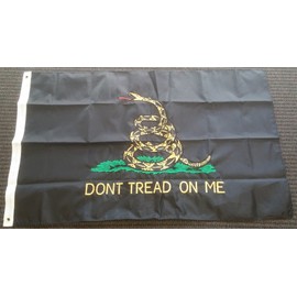 Ramsons Imports Black Gadsden Flag Don't Tread on Me Double Sided Embroidered Nylon 3 x 5 Foot