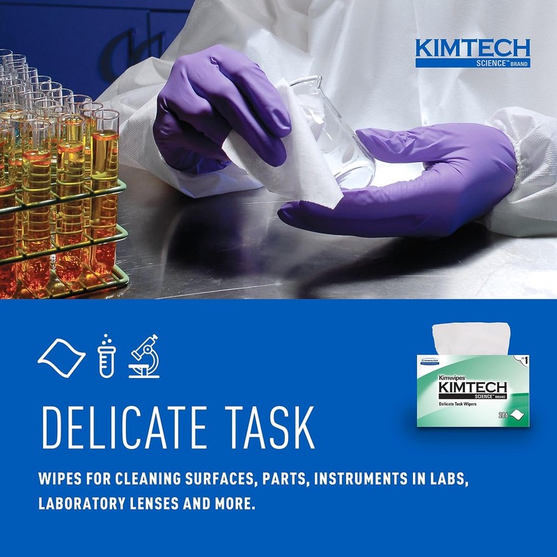 Kimtech Kimwipes, Delicate Task Wipers, 1-Ply, 4.4 x 8.4, Unscented,