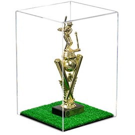 Better Display Cases Acrylic Versatile Display Case - Rectangle Box with Clear Case, Turf Platform 8" x 8" x 12" (A060, V42)
