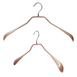 MAWA by Reston Lloyd, BodyForm Series,Non-Slip Metal Clothing Hanger for Suits, Dresses, & Shirts, 1.5 inch Wide Shoulder, 360-degree Rotatable Hook Style 42/L, Set of 2, Latte