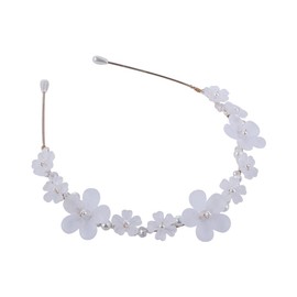 Leadigol White Pearl Wedding Headbands Rhinestone Hair Piece,Flower Headpiece White Flower Headband,for Wedding Party Hair Accessories