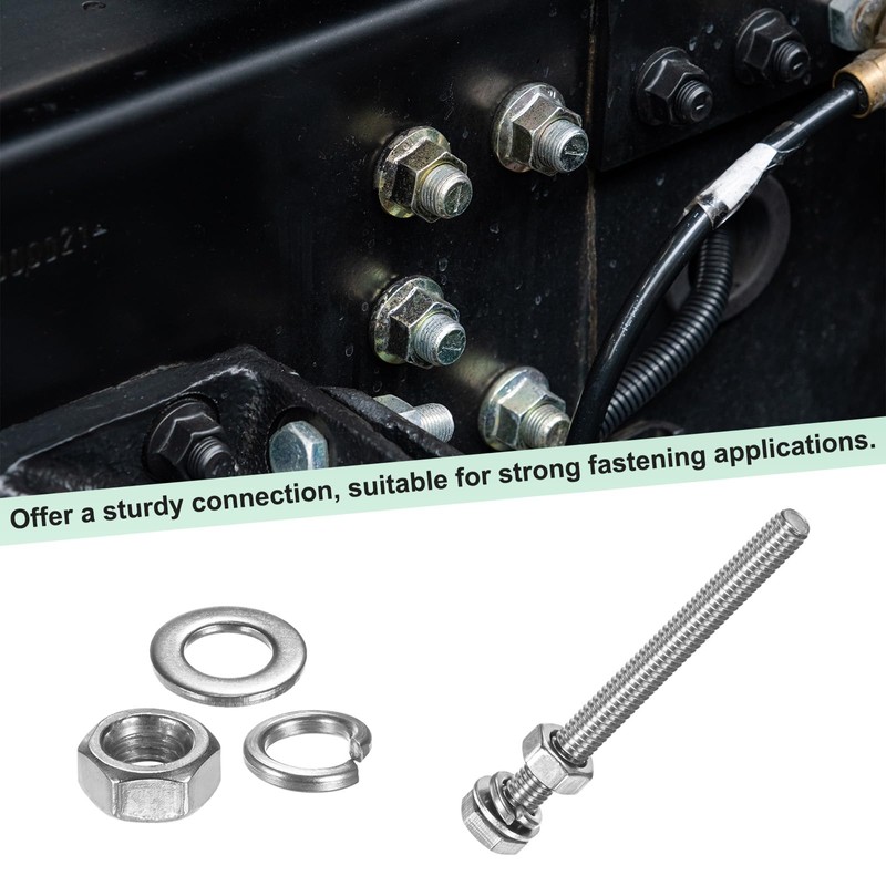 M METERXITY 10-Pack Hex Head Screw Bolt with Nuts Flat