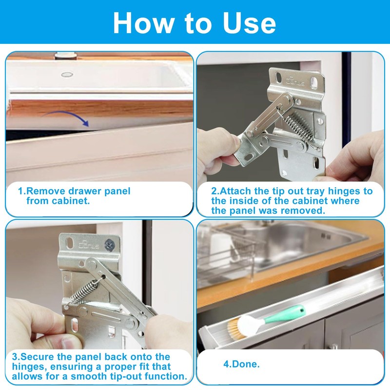 vibedor 1 Pair Tip Out Tray Hinges, Scissor Hinge Kitchen
