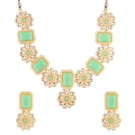 Efulgenz Juego de collar de cristal para novia, joyería de Kundan de perlas sintéticas, collar colgante, conjunto de joyería india para mujer, Cobre, no conocido