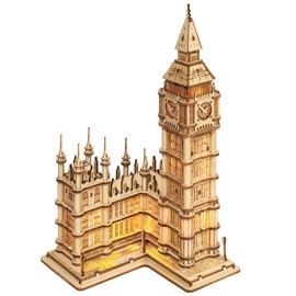 ROBOTIME 3D Puzzle Big Ben Wooden Model Kits for Adult to Build Your Own Laser Cut Jigsaw Building Construction Crafts Kits Best Birthday Gifts