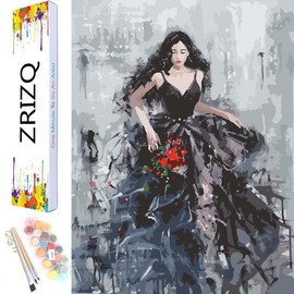 ZRIZQ Paint by Number for Adults Beginners,12" Wx16 L Canvas for Painting Kits for Adults in Colorful Box,Paint by Numbers for Home Wall Art Decor-Girl 7