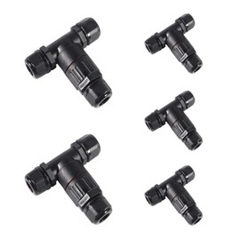 Dealikee 5pcs IP68 Waterproof Junction Box, T Shape 3-Pin Junction Box Outdoor Earth Cable Junction Box Garden Cable Sleeve Connection Box for Diameter 3.5-10 mm Cable Diameter