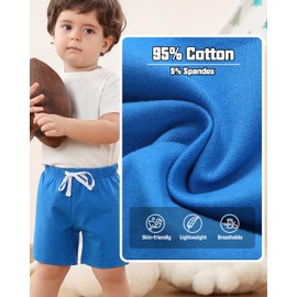 GFQLONG 4 Pack Toddler Boys Shorts, Kids Summer Active Running Shorts with Drawstring, Black+Blue+Grey+Navy Blue, 12-18M