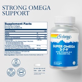 SOLARAY Super Omega 3 7 9 Supports Healthy Skin, More EPA, DHA, Essential Fatty Acids from Fish Oil Mini Softgel, 120ct