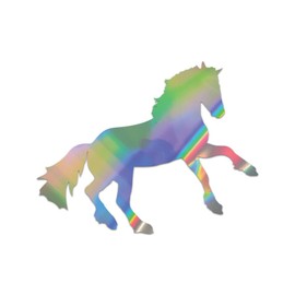 Horse Stallion Mare Galloping Premium Sticker Decal Oil Slick Rainbow Holographic Metallic Gallop Equestrian - Oil Slick - 14" W x 10.89" H