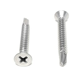 #10x1 1/2 Stainless Steel Phillips Flat Head Self Drilling Tapping TEK Screw (410 Stainless Steel) 50 Pieces 10X1 1/2"