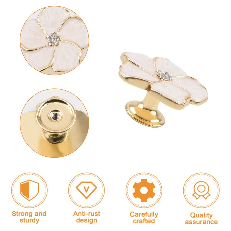 MOROBOR 4pcs Petal Drawer Knobs, Creative Cabinet Drawer Pulls Gold