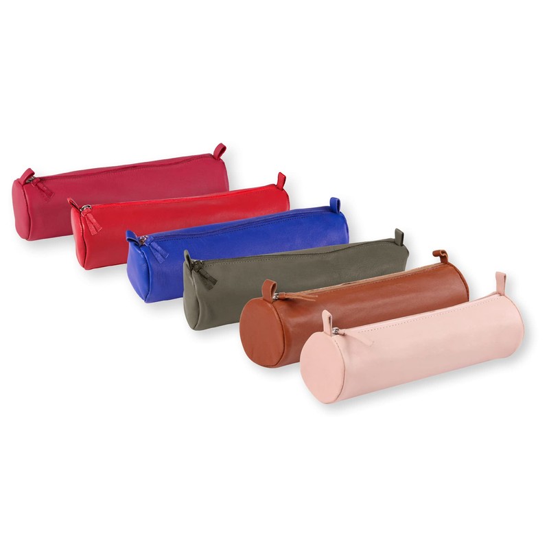 Clairefontaine - Ref 8308C - Coloured Leather Round Pencil Case