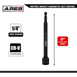 ARES 70647-13mm Magnetic Impact Nut Driver - Impact Grade Nut Setter with Industrial Strength Magnet