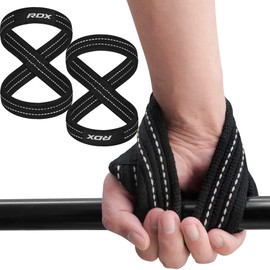 RDX Weight Lifting Straps Figure 8, Anti Slip Strap with cuffs wrist Support for Gym Workout Deadlift Powerlifting Bodybuilding Weightlifting, Fitness Strength Training, Hand Bar Grip for Men