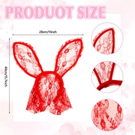 EHRBGK Pack of 9 Easter Bunny Headband Sexy Rabbit Costume Women's Bunny Ears Veil Headbands Rabbit Ears Headband Necklaces Made of Lace Women's Bunny Rabbit Tail Costume Accessories for Costume Party