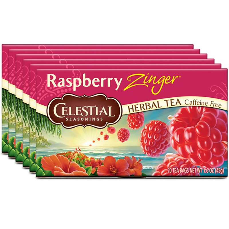 Celestial Seasonings Herbal Tea, Raspberry Zinger, 20 Count (Pack of