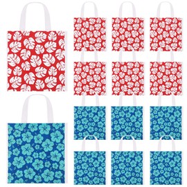 Joottuan 24 Pcs Cartoon Party Gift Bags Hibiscus Goodie Bags Hawaii Reusable Bag Non Woven Candy Bag with Handle for Birthday Baby Shower Party Supplies