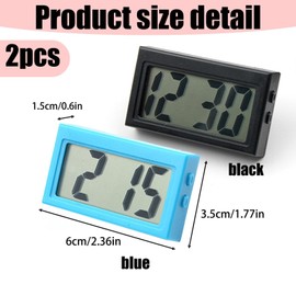 QXCFTW 2 pcs Small Digital Clock, Small Digital for Home & Journey, Compact Silent Alarm Clock with No Ticking, Portable Desk for Bedroom, Nightstand, Office,Read LED Display (Blue、Black)