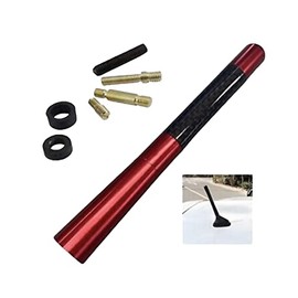 MAD PAINTS Universal 12cm Car Antenna Car Aerial Mini RED Carbon Fibre Mod Roof Radio FM