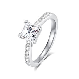 GAUDALGEM Moissanite Engagement Rings for Women, D Color VVS1 1.3ct Ascher cut half eternity half eternity 18K White Gold Plated S925 Sterling Silver promise anniversary Rings,Valentine's Day Gift,