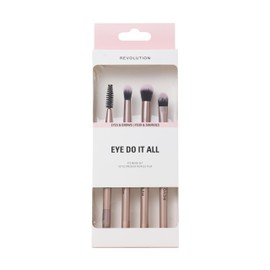Revolution Eye Do It All Brush Set, Set 4 pennelli occhi, setole sintetiche per eyeliner, ombretto & sfumatura, vegano