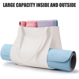 Risipu Durable Yoga Mat Bag for Women, Extra Wide Pilates Bag with Large Capacity and Plenty of Room for Other Items, Women Gym Bag (White)
