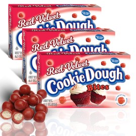 Cookie Dough Bites Red Velvet Flavored Candy | 3.1 oz (Pack of 3) | The Original Edible Cookie Dough | Movie Theater Candy