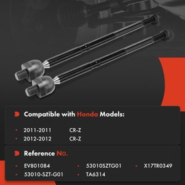A-Premium 2 x Front Inner Tie Rod Ends, Compatible with Honda CR-Z CRZ 2011-2012