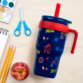 VIORA Termo Acero Inoxidable para Niños Mini Flip 532 ml (18 oz), Doble Pared, Tapa Antiderrames con Popote, Mantiene Frío y Caliente                 