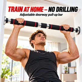 STARMAP Adjustable Doorway Pull Up Bar, 330 lb No-Drill Tension Chin Up Bar, 23.6-41.3 Inch