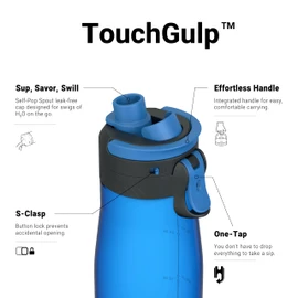 Super Sparrow Drinking Bottle 1 Litre - Tritan Water Bottle - BPA-Free - Ideal Sports Bottle - One-Click Quick Flow TouchGulp Drinking Bottles - Lightweight, Sustainable