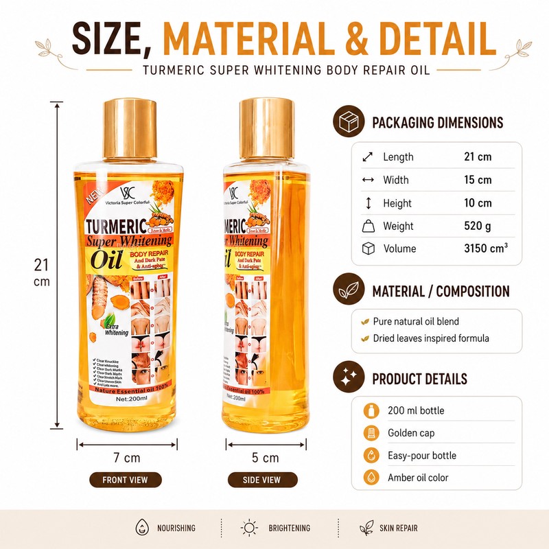 Turmeric Body Oil for Glowing Skin – Nourishing Brightening Moisturizer