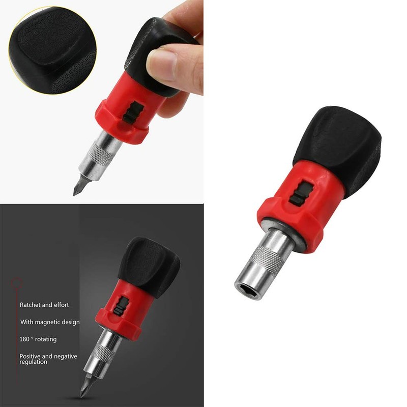 TorSor 2 Pack Stubby Ratcheting Screwdriver Short Mini Ratchet Wrench