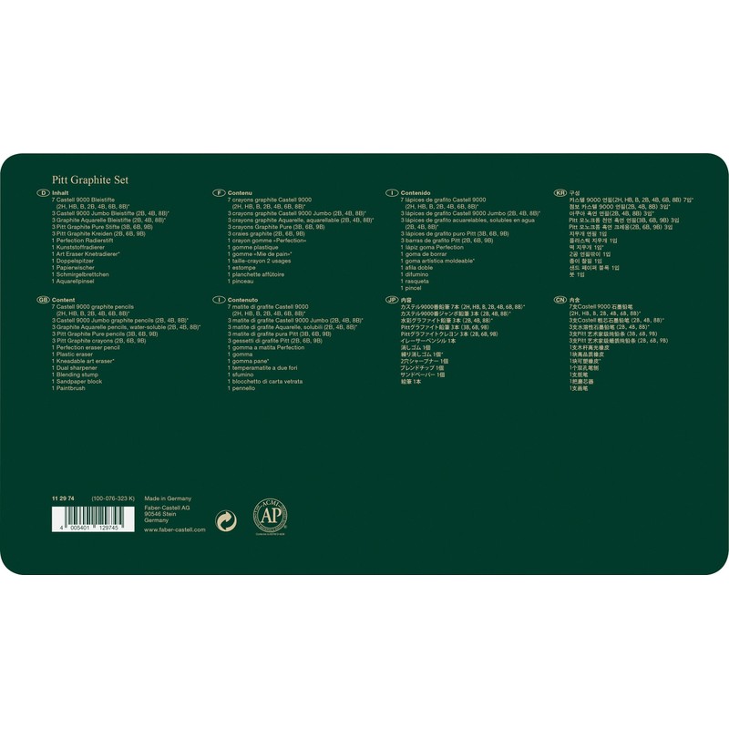 Faber-Castell Pitt Graphite 112974 Set in Metal Case, Large, 26-Piece