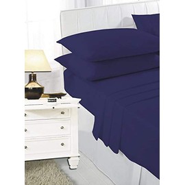 CreationsMart Extra Deep Fitted Sheets 16"(40cm) Hotel Quality Percale Polycotton Bedding (Matching Pillowcases Sold SEPARATELY) in 12 Colours (Navy, Double)