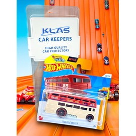 Hot Wheels Trouble Decker (Red & Light Brown Let's Race) 5/5 HW Fast Transit - 2024-126/250 (Short Card) - includes a KLAS Car Keeper Protector Case - HTB45