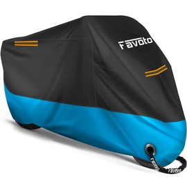 Favoto Improved Version Motorcycle Cover All Season 210D Waterproof Outdoor 96.5" Motorbike Garage Cover Winter-proof with 2 Windproof Buckles 245 cm x 105 cm x 125 cm