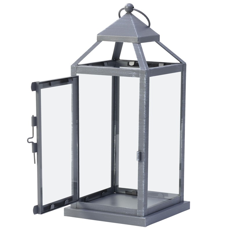 Elements Metal Lanterns with LED Candles, Set of 3, 5.2x5.2x12
