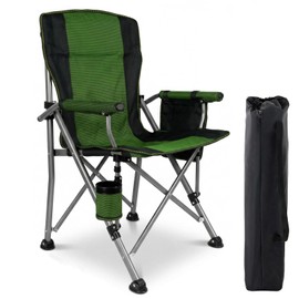 Oversized Camping Chair for Adults, 400 LBS Heavy Duty Folding Lawn Chair with Cushioned Armrests, Swivel Feet, Cup Holder, Side Pocket & Carry Bag, Portable for Camping Fishing Beach, Green