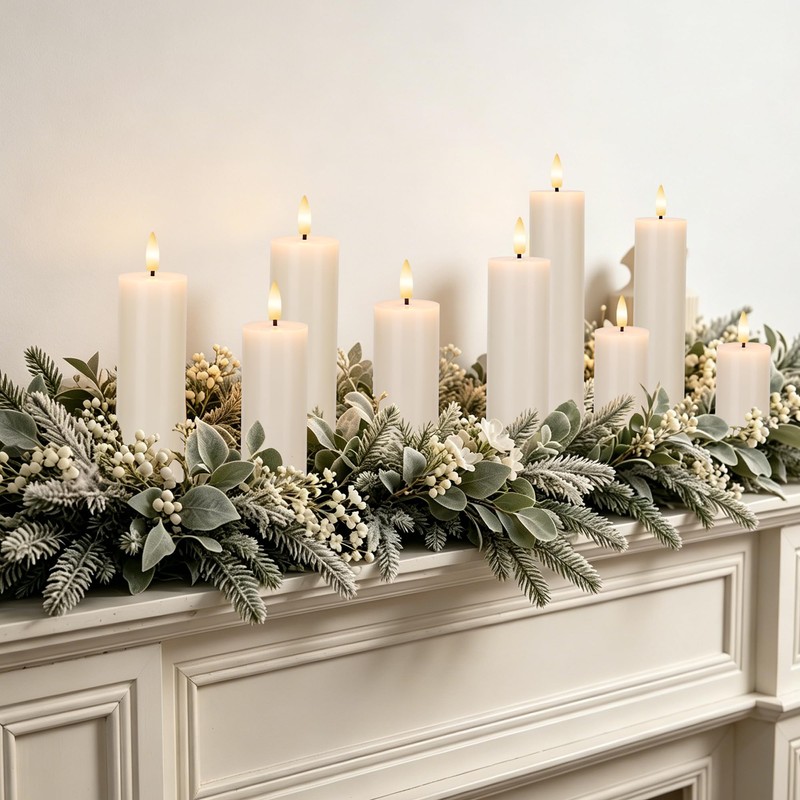 SEHNSY Flameless Pillar Candles, 9 Pack Ivory Real Wax Remote